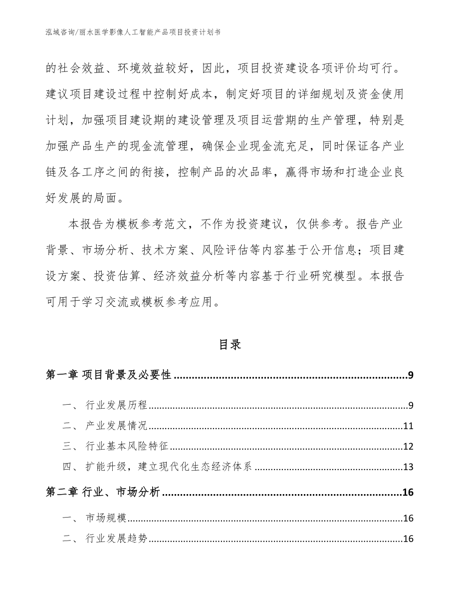 丽水医学影像人工智能产品项目投资计划书_模板参考_第3页