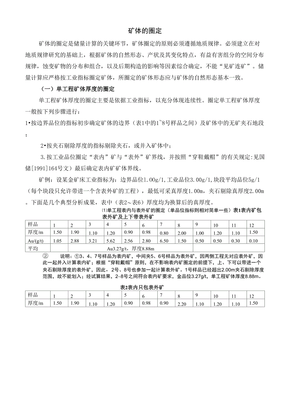 矿体的圈定原则和实例_第1页