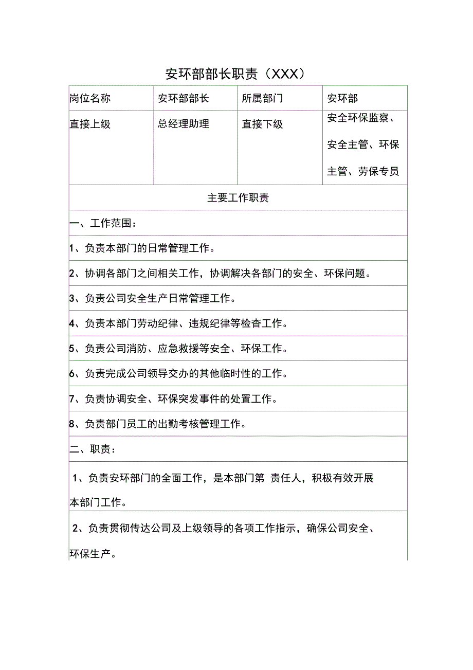 安环部部长职责_第1页