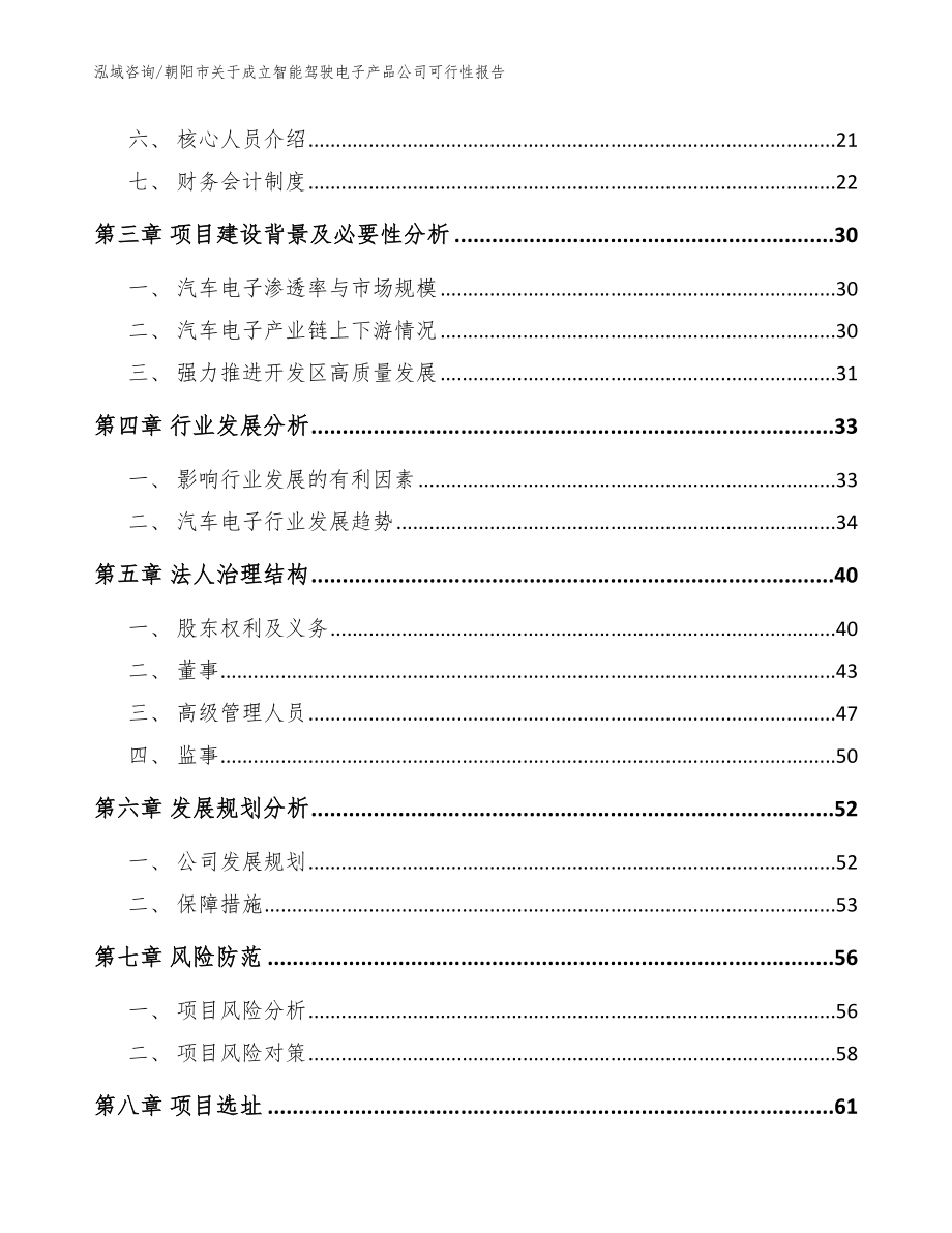 朝阳市关于成立智能驾驶电子产品公司可行性报告（模板范本）_第4页