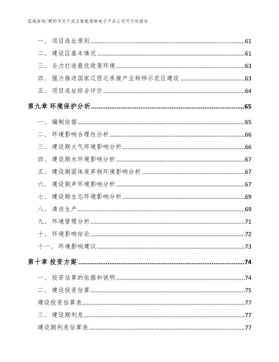 朝阳市关于成立智能驾驶电子产品公司可行性报告（模板范本）_第5页