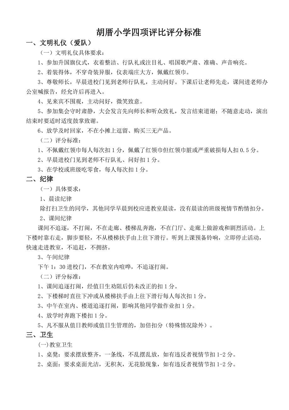 小学四项评比评分标准_第1页