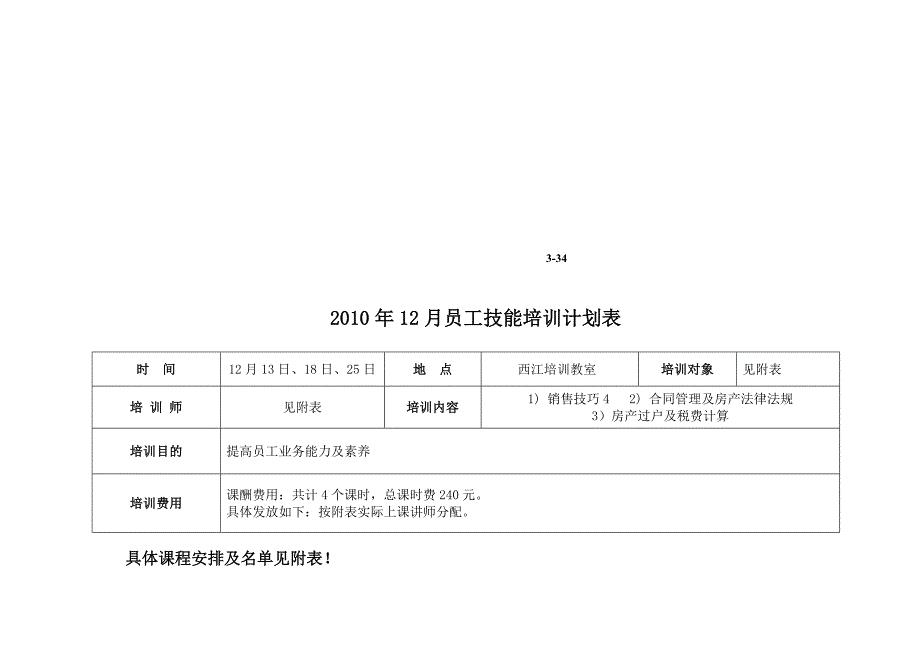 技能培训计划表