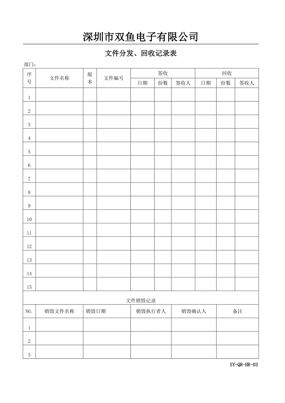 人力资源部表格(深圳市双鱼电子有限公司)_第3页