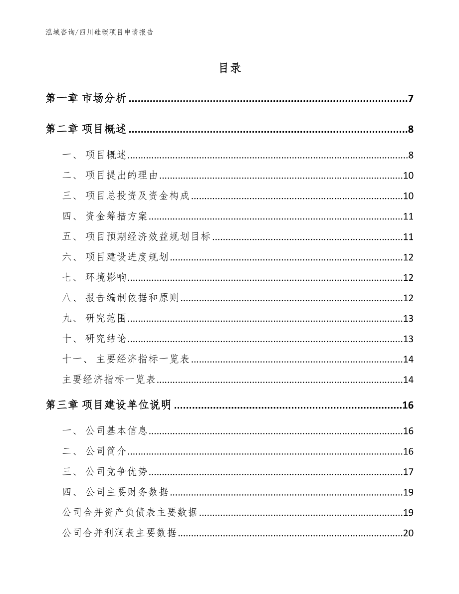 四川硅碳项目申请报告【参考范文】_第1页