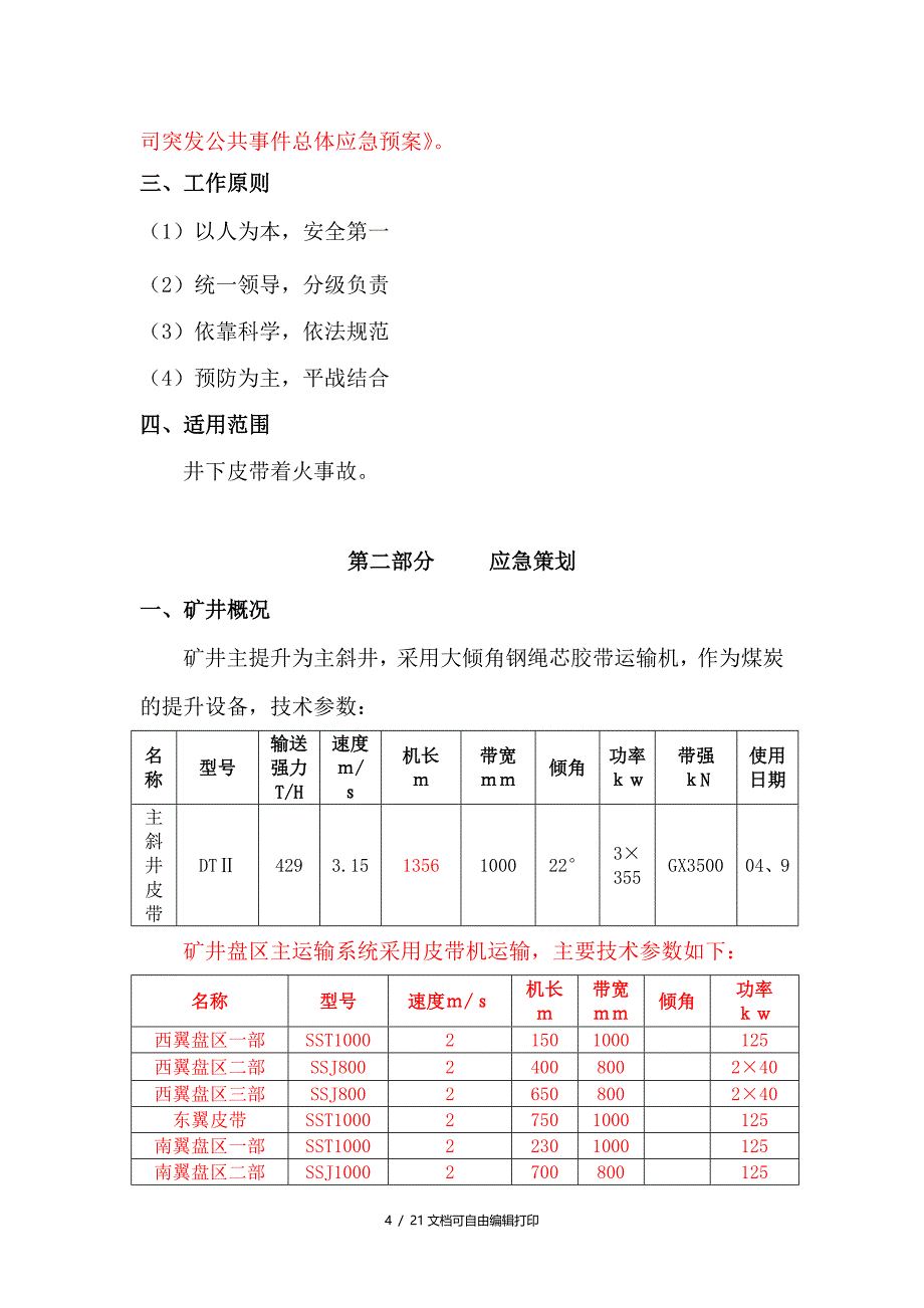 井下皮带着火事故应急救援预案_第4页