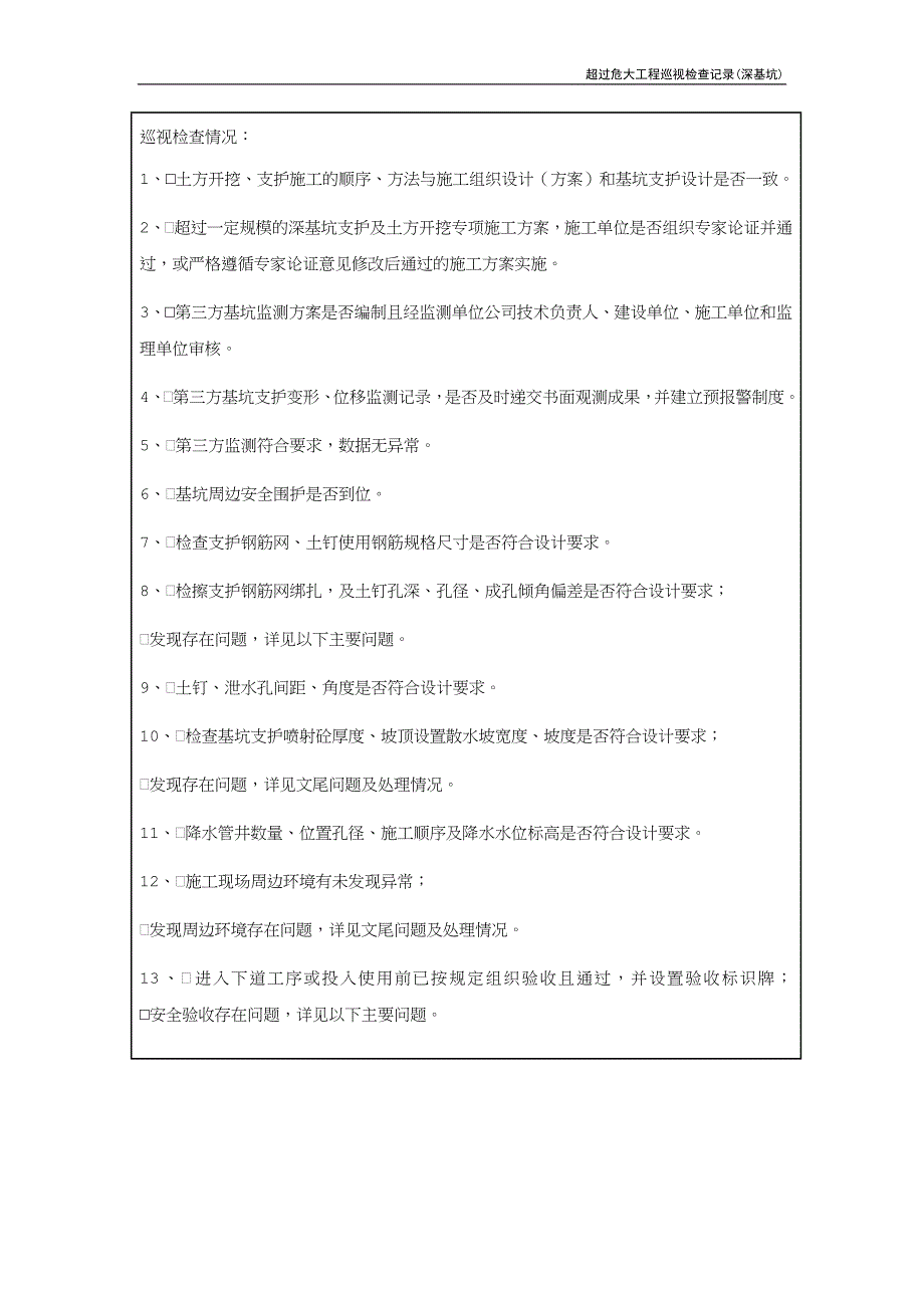 超过危大工程巡视检查记录(深基坑)_第3页