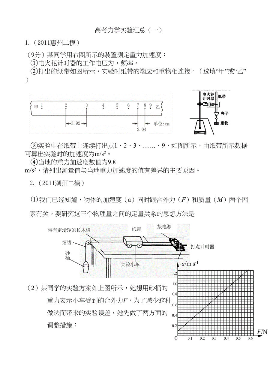 我的整理高考力学实验汇总课件_第1页