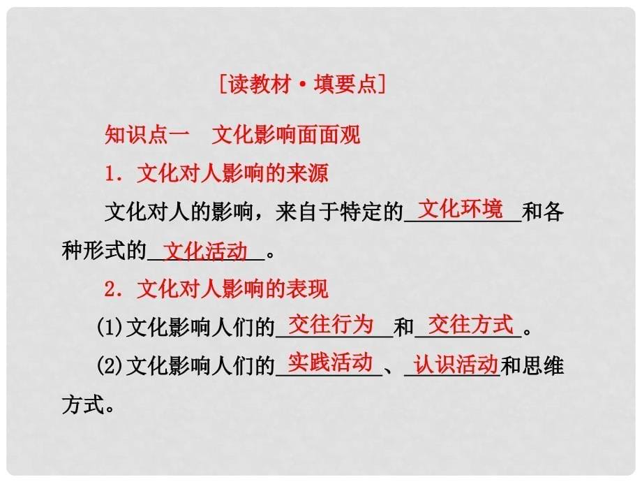 高中政治 第一单元 第二课 第一框 感受文化影响课件 新人教版必修3_第5页