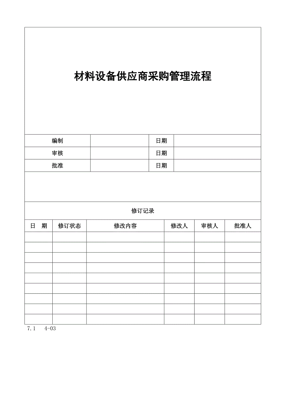 MLJYYGQPCGG004材料设备供应商采购管理流程表_第1页