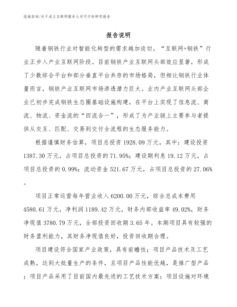 关于成立互联网服务公司可行性研究报告_第2页