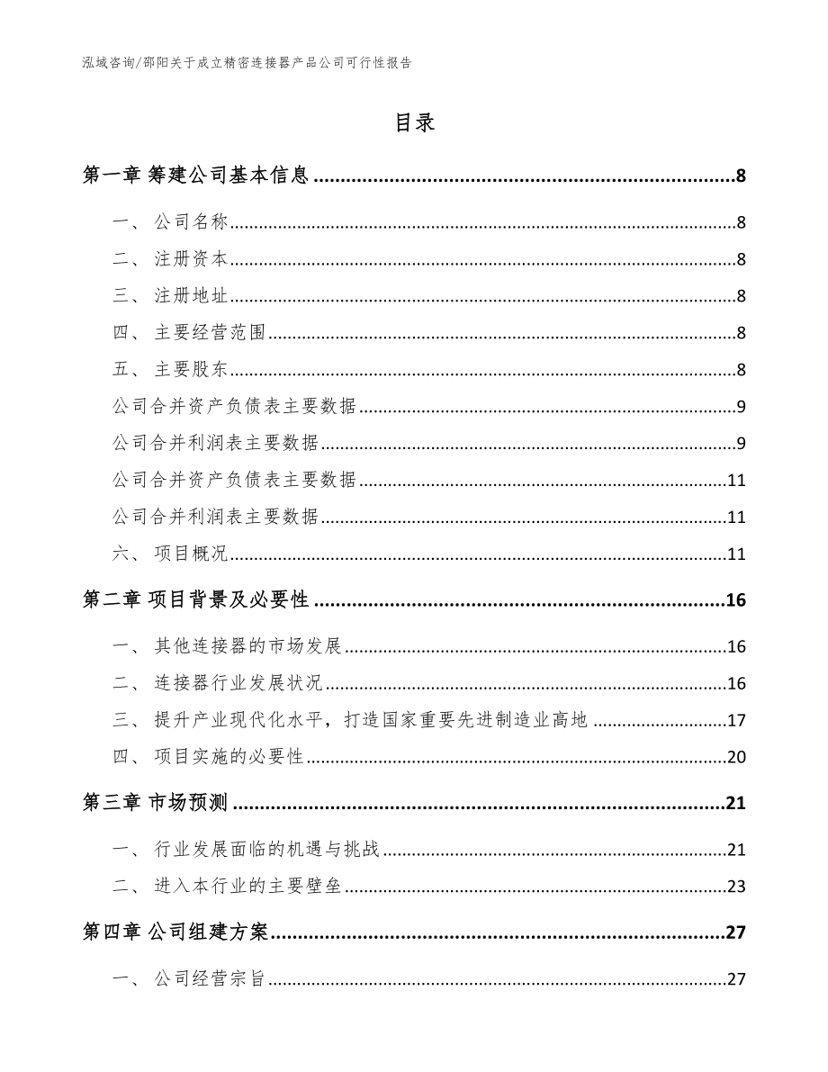 邵阳关于成立精密连接器产品公司可行性报告_参考模板_第2页