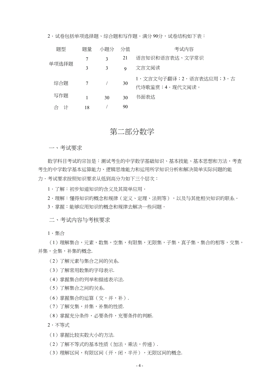 2015年湖北省技能高考文化综合考试大纲_第4页