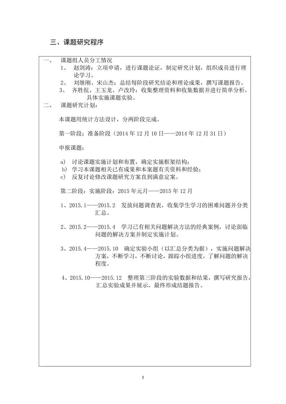 高中数学学习困难分析及解决方案的研究课题立项申请书_第5页