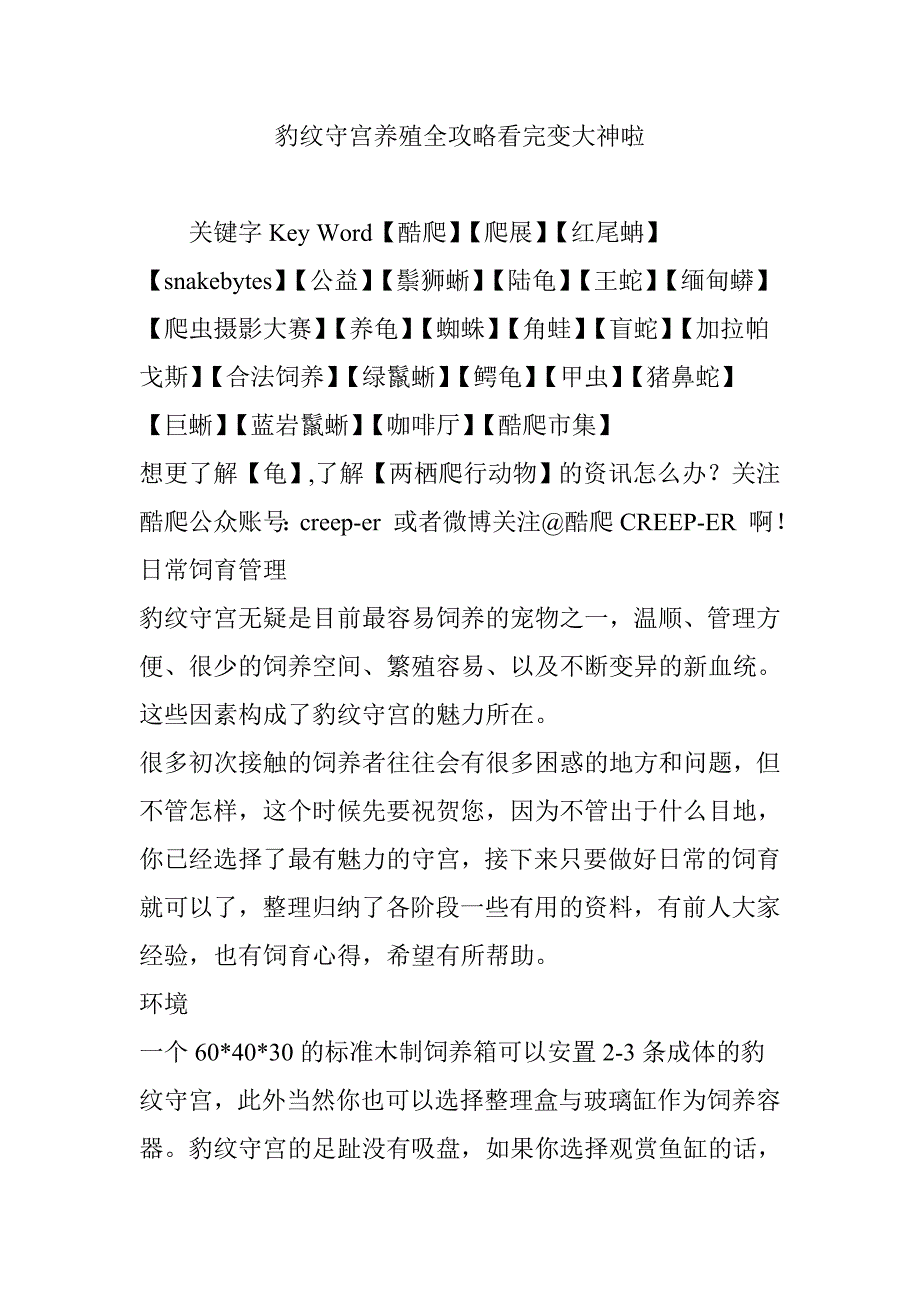 豹纹守宫养殖全攻略看完变大神啦_第1页