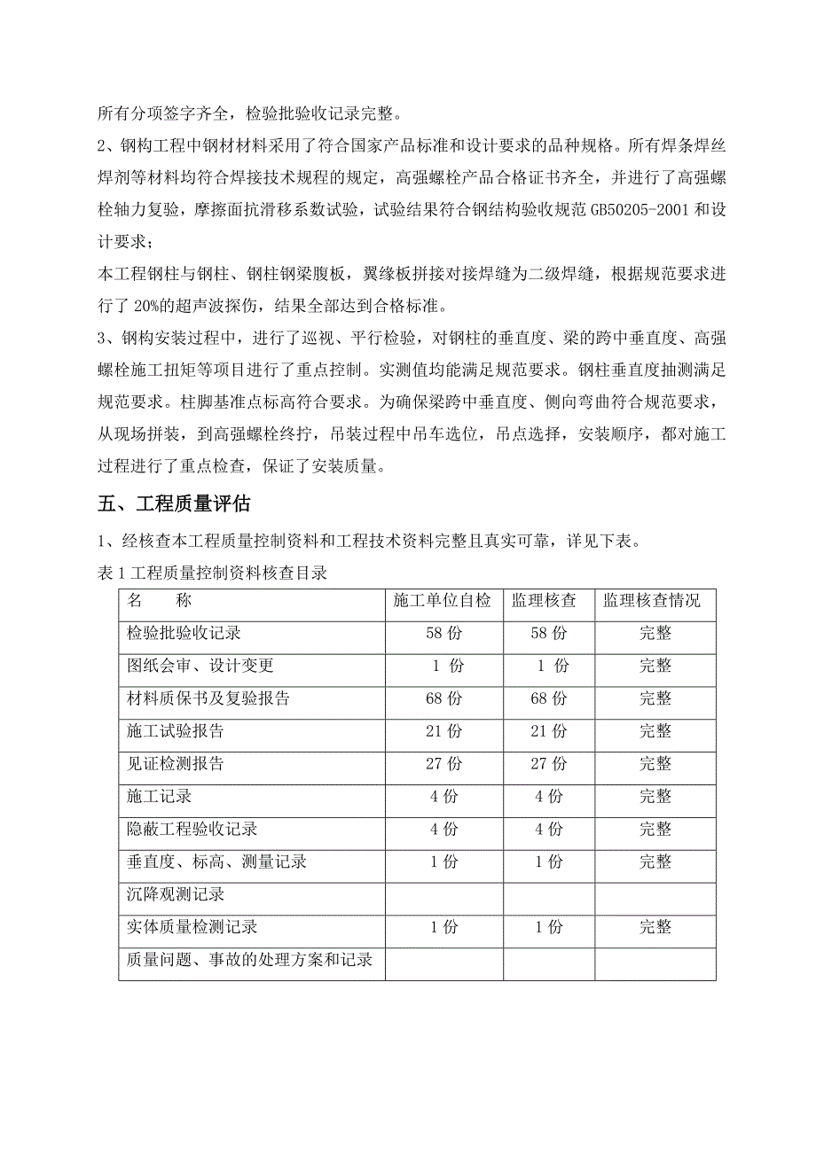 钢结构厂房主体质量评估报告_第4页