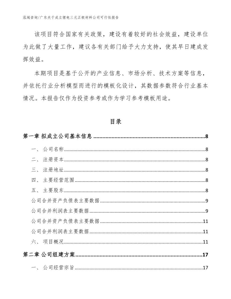 广东关于成立锂电三元正极材料公司可行性报告_范文_第3页