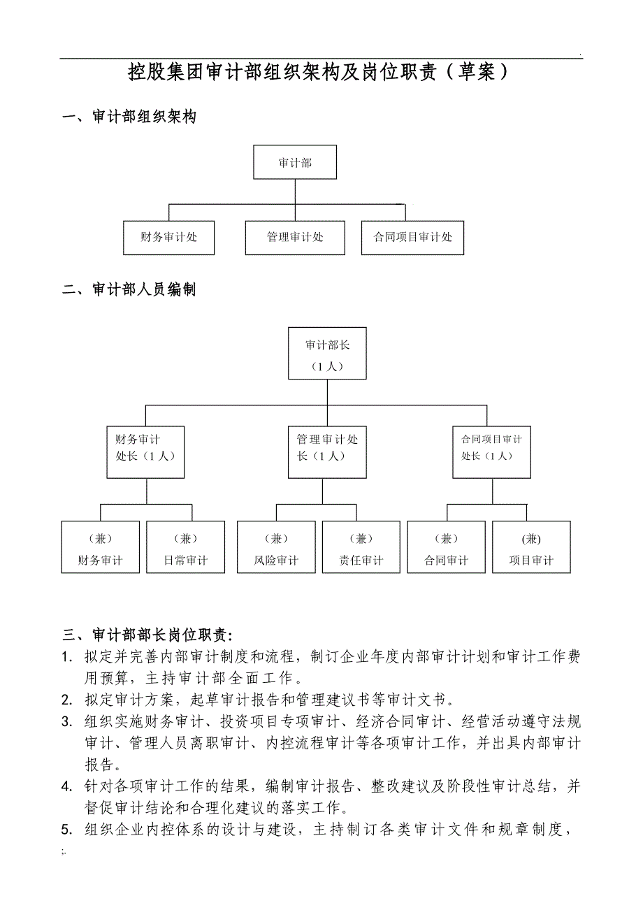 审计部人员的组织架构职责_第1页