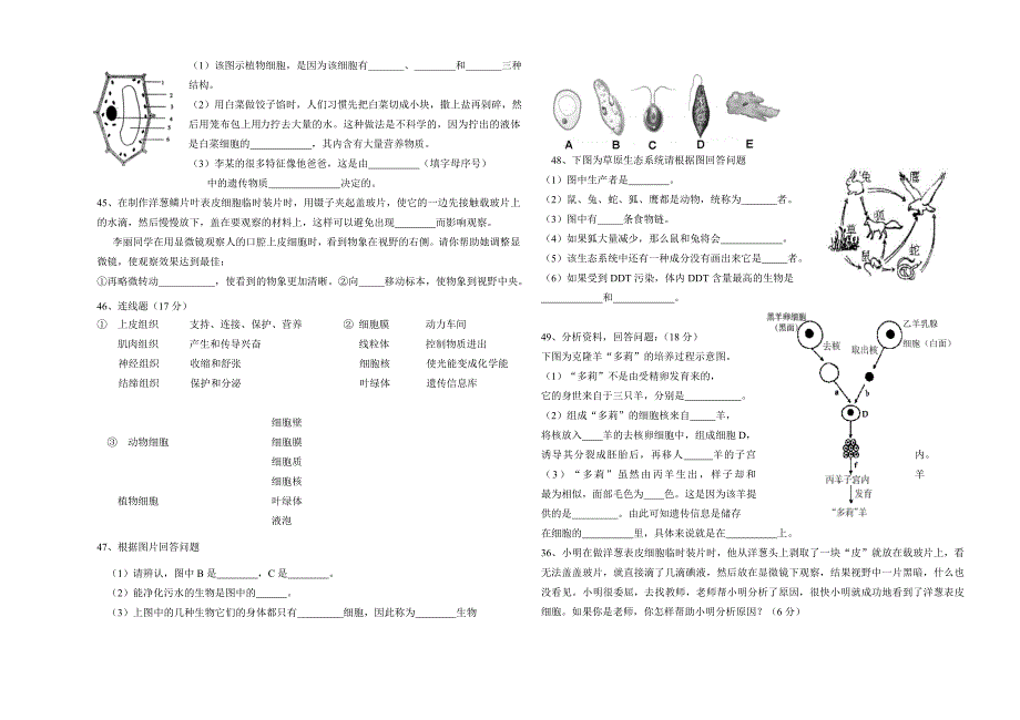 精选类202x年七年级生物上学期期中试题二人教新课标版_第3页