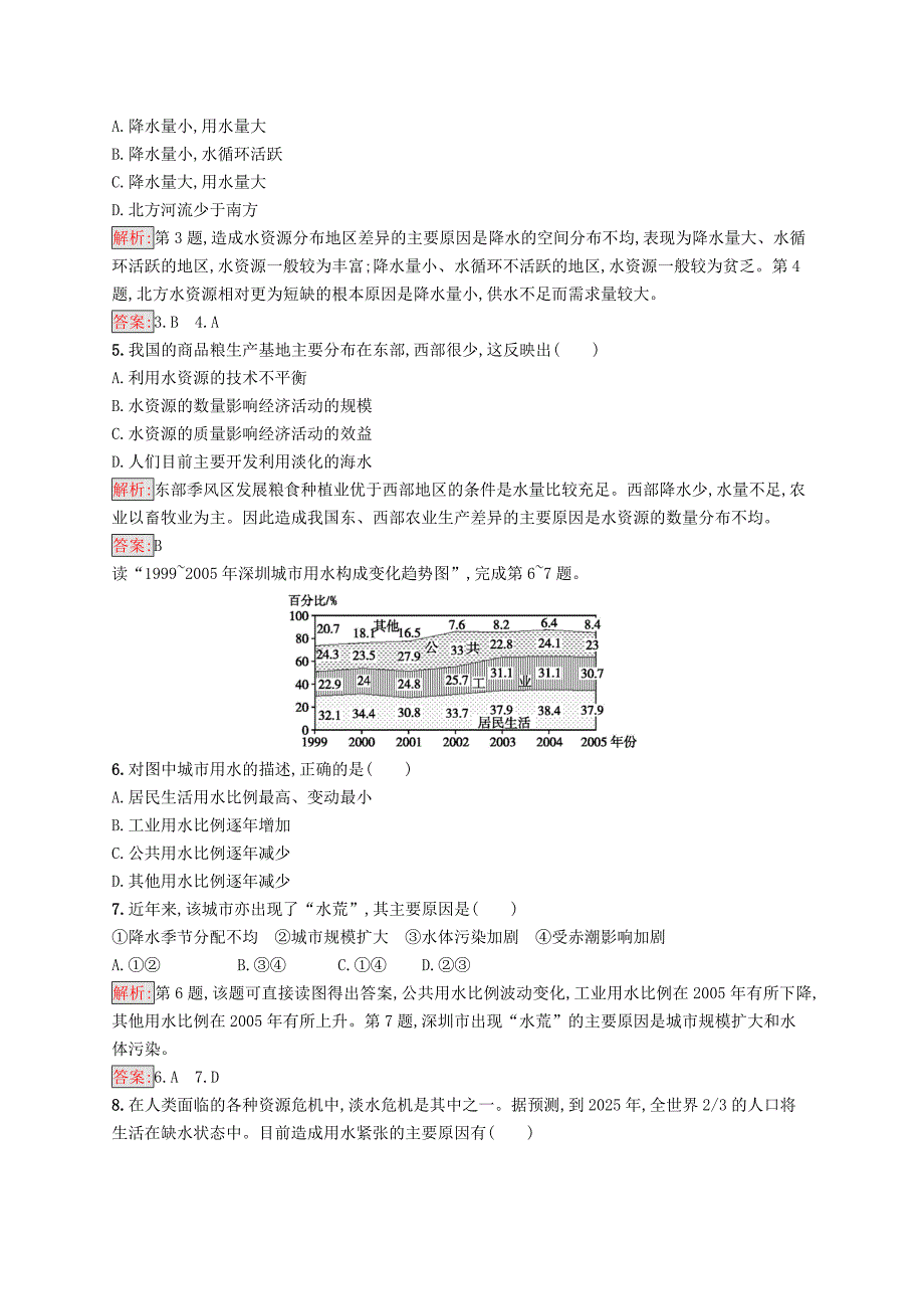 高中地理第三章地球上的水3.3水资源的合理利用同步配套练习新人教版必修1_第4页