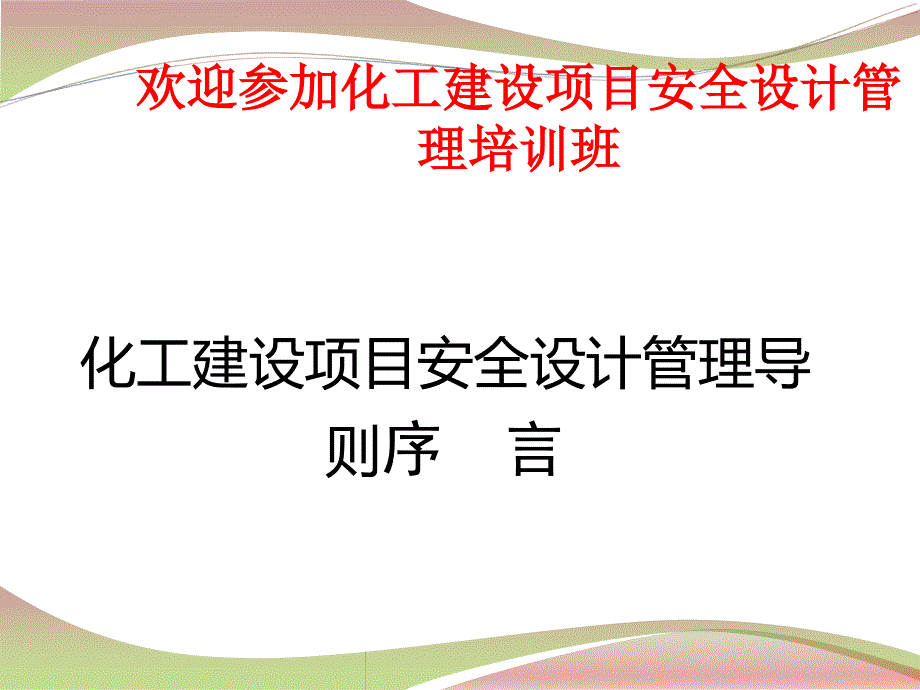 化工建设项目安全设计管理培训_第1页