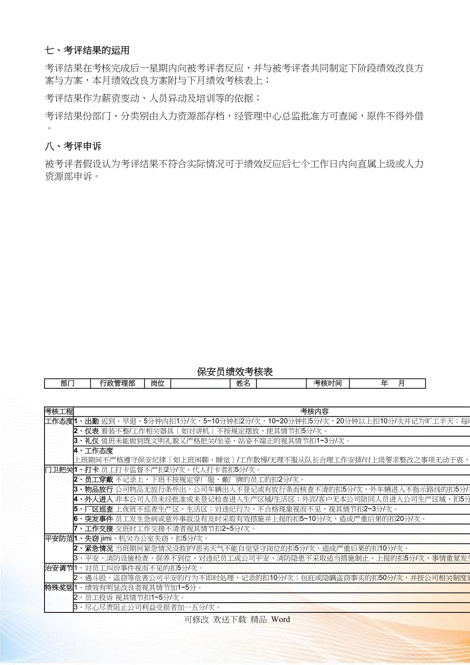 保安员绩效考评方案_第3页