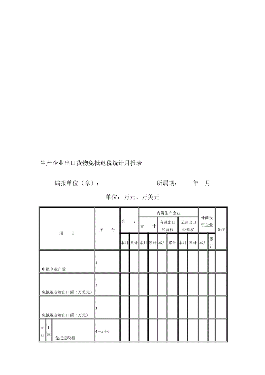 生产企业出口货物免抵退税统计月报表.doc_第1页