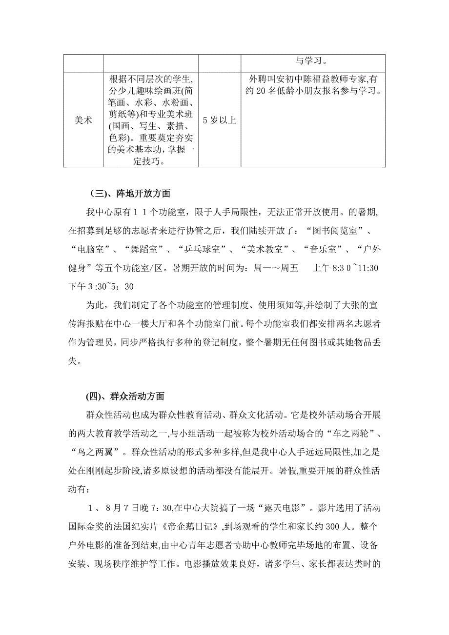 上思县青少年学生校外活动中心暑期工作总结_第5页