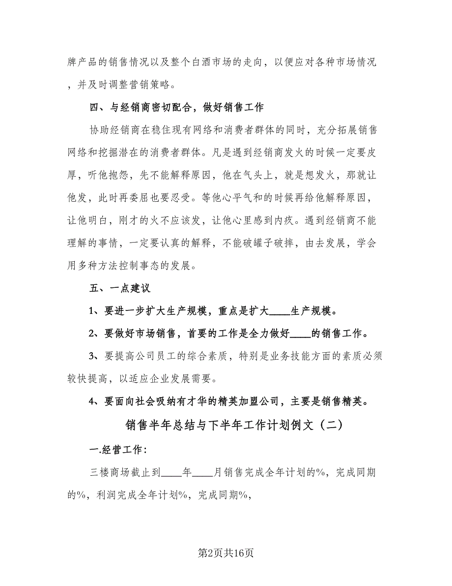 销售半年总结与下半年工作计划例文（六篇）.doc_第2页