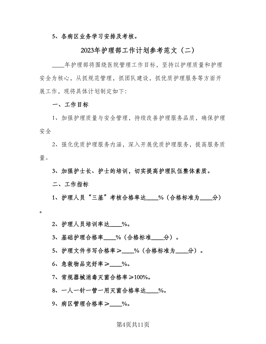 2023年护理部工作计划参考范文（3篇）.doc_第4页