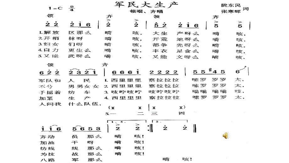 2018年秋学期人教版七年级音乐上册第5单元《军民大生产》教学课件共20张PPT_第5页