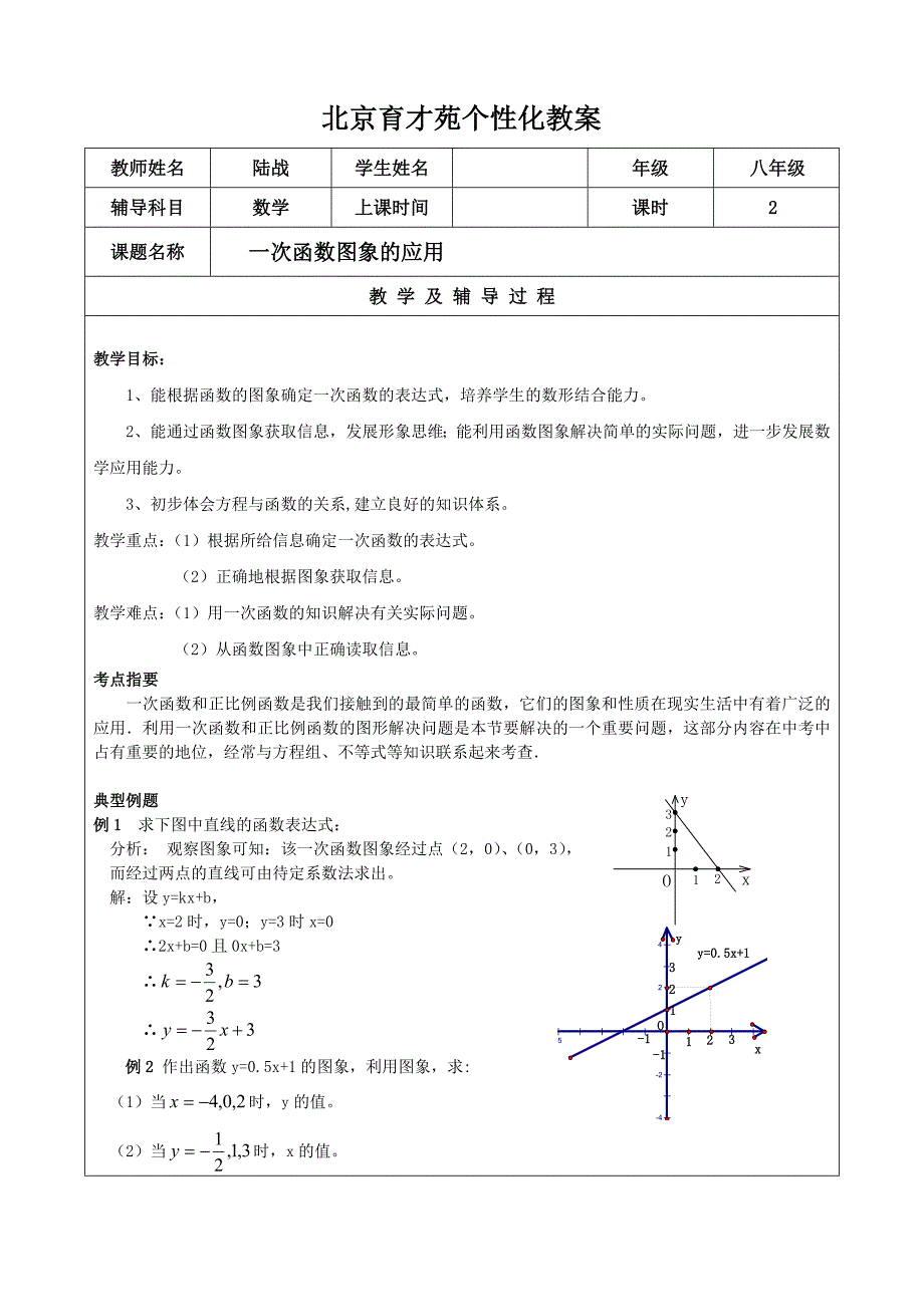 一次函数实际应用复习教案(共7页)_第1页