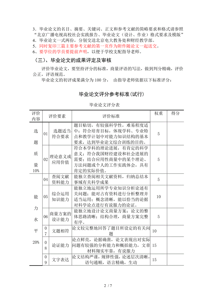 广播电视大学金融本科毕业论文实施细则_第2页