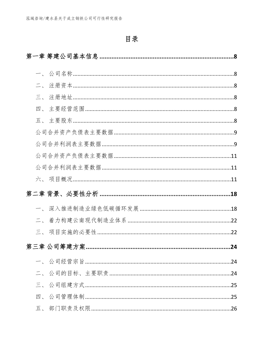 建水县关于成立钢铁公司可行性研究报告_模板范本_第2页