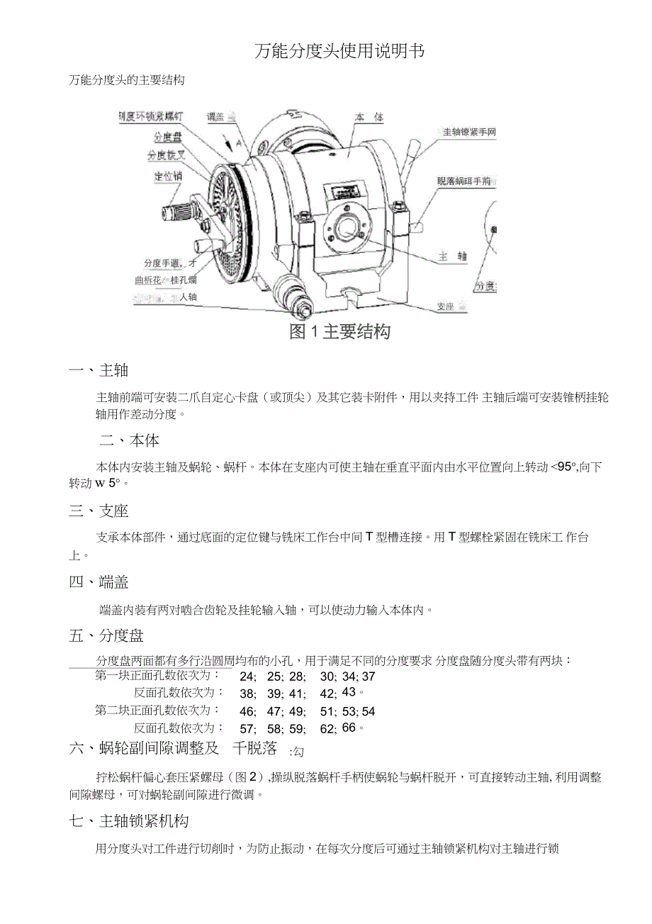 万能分度头使用说明书_第1页