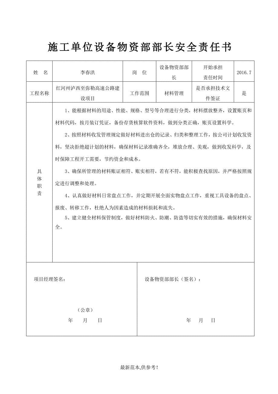 施工单位八大员质量责任书_第5页