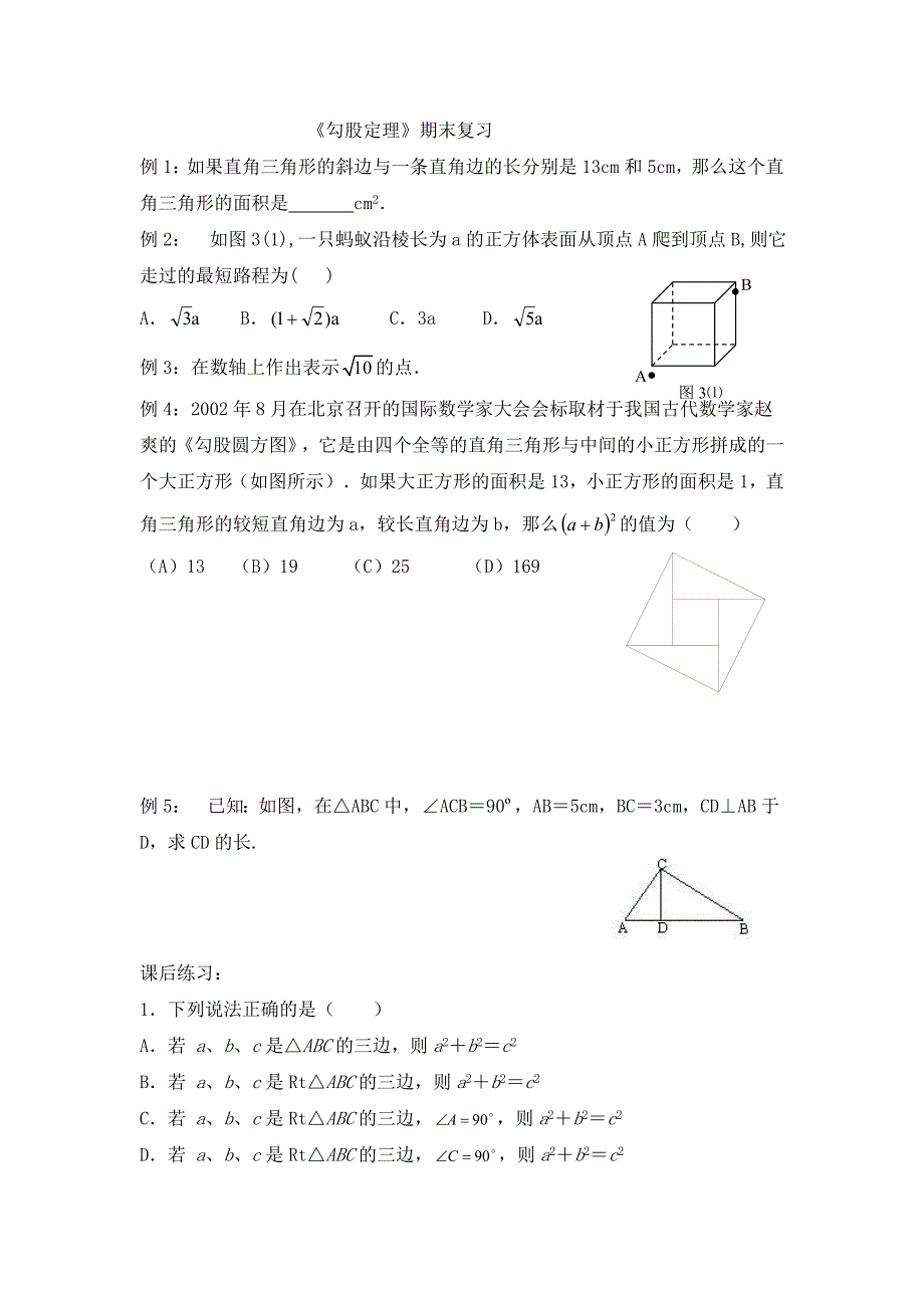 勾股定理复习练习.doc_第1页