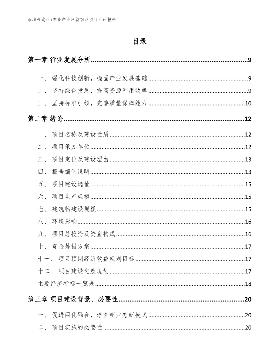 山东省产业用纺织品项目可研报告（范文）_第2页