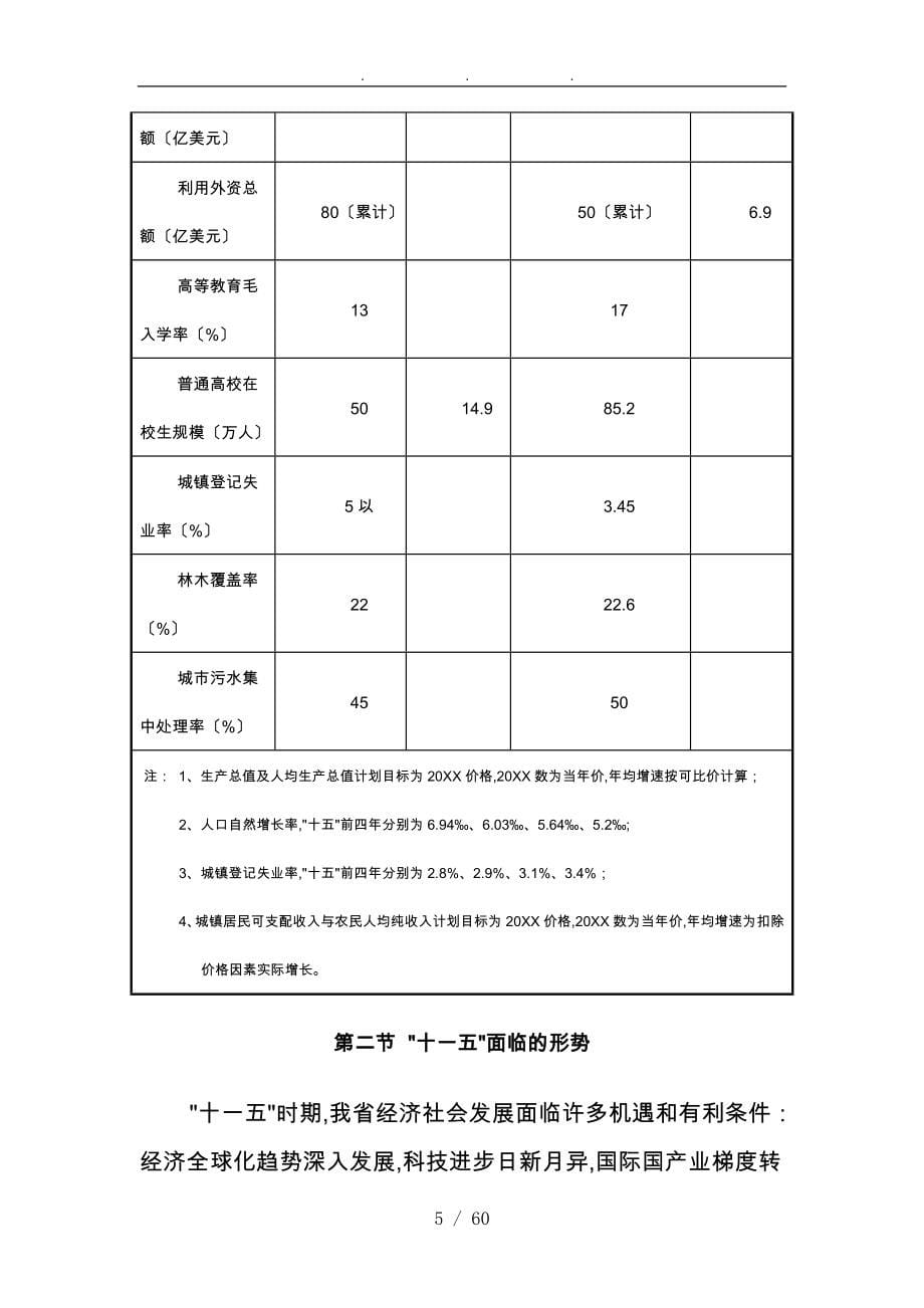 河南省国民经济和社会发展第十一个五年规划纲要_第5页