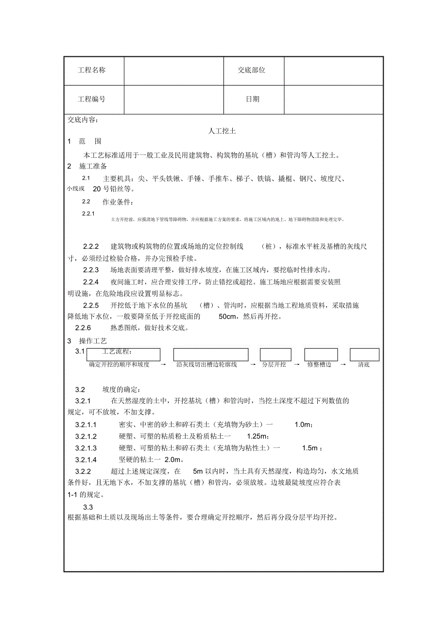 人工挖土技术交底_第1页