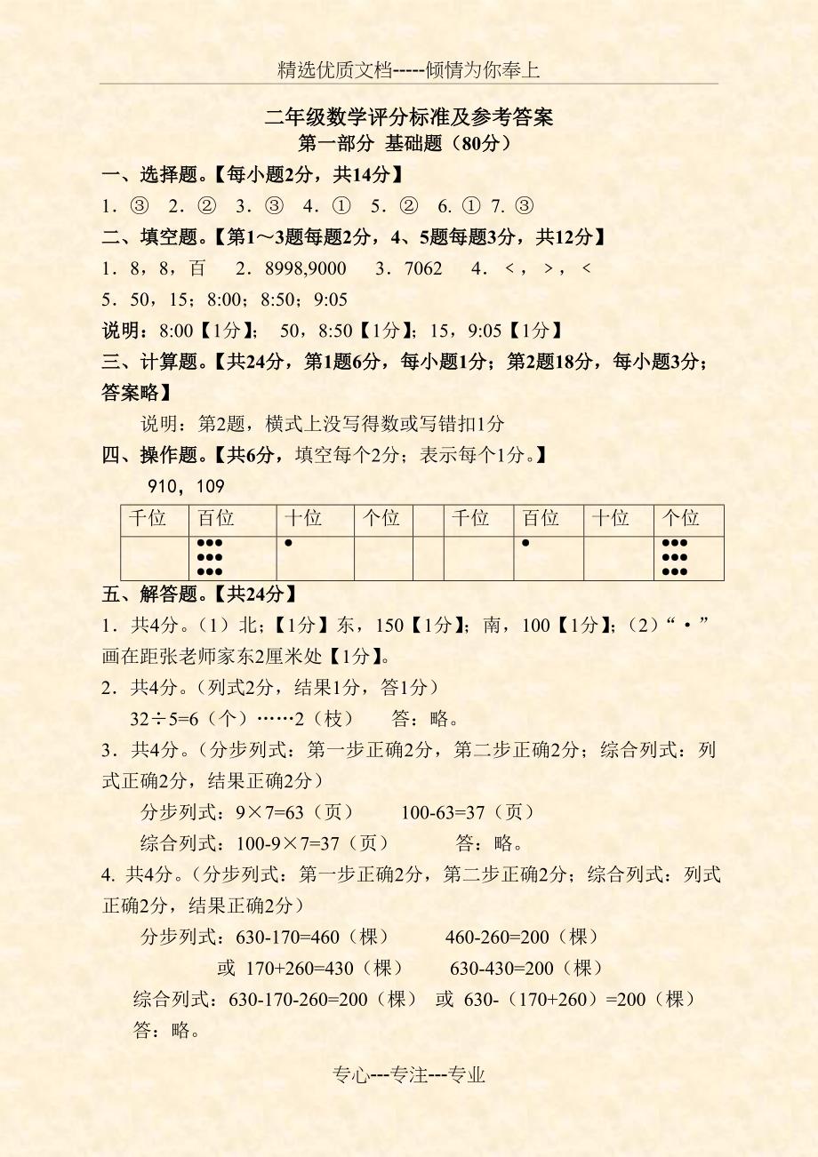 大兴区小学一至五年级数学学生学业水平期末检测题说明、_第3页