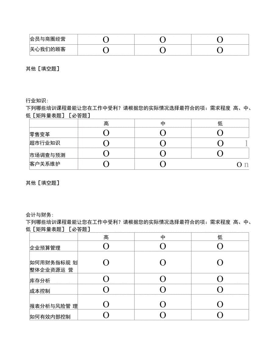 乐海百货培训需求调查问卷_第5页