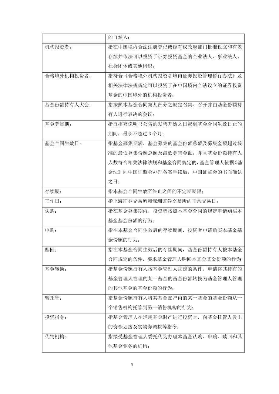 优质增长股票型证券投资基金基金合同_第5页