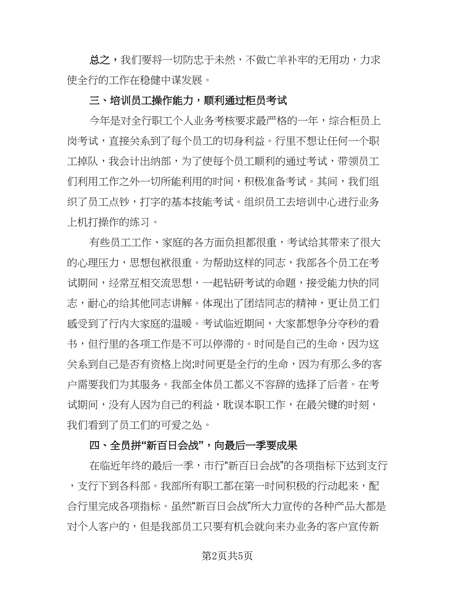 出纳2023个人年终工作总结以及工作计划标准范文（2篇）.doc_第2页