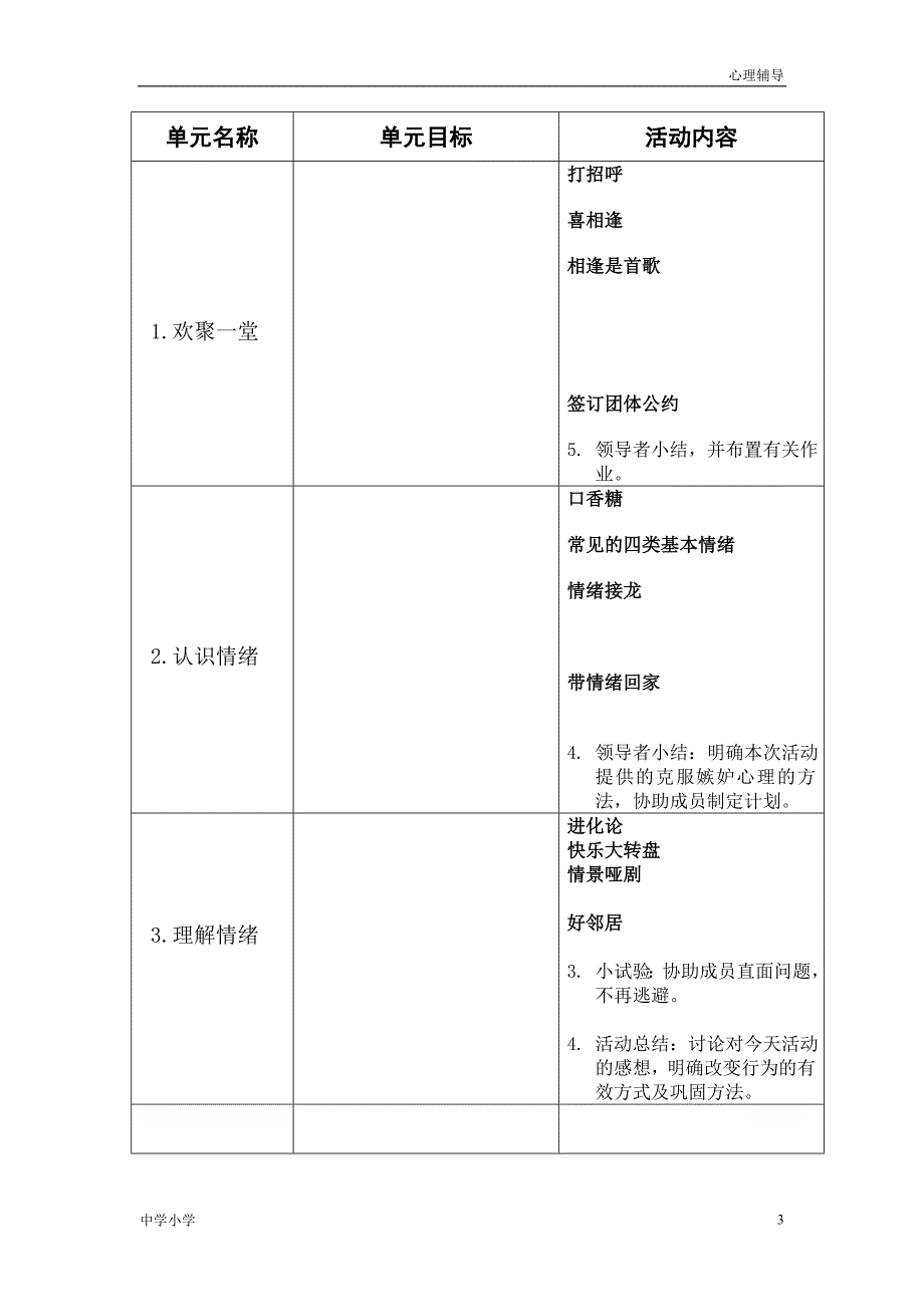 【调节情绪】团体心理辅导计划书_第3页