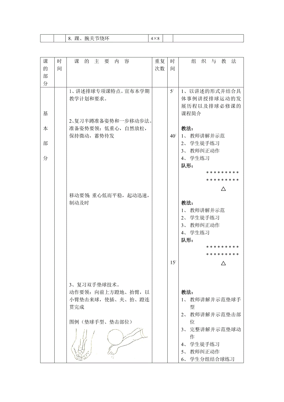 公体二年级第一学期排球课教案_第3页