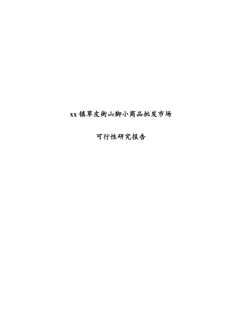 xx镇草皮街山脚小商品批发市场可行性研究报告_第1页