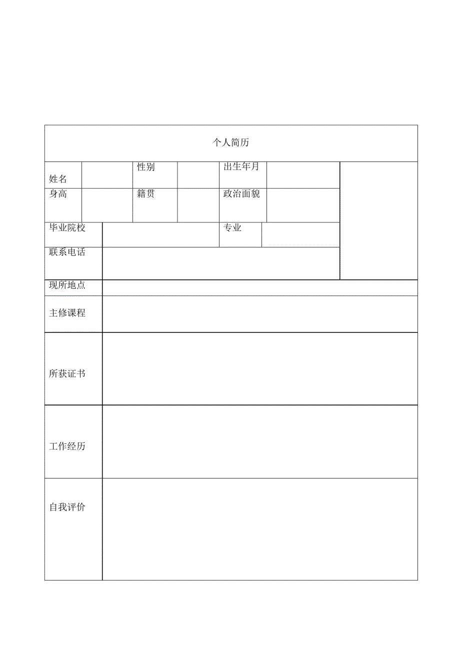 大学生个人简历模板、个人简历表格模板_第2页