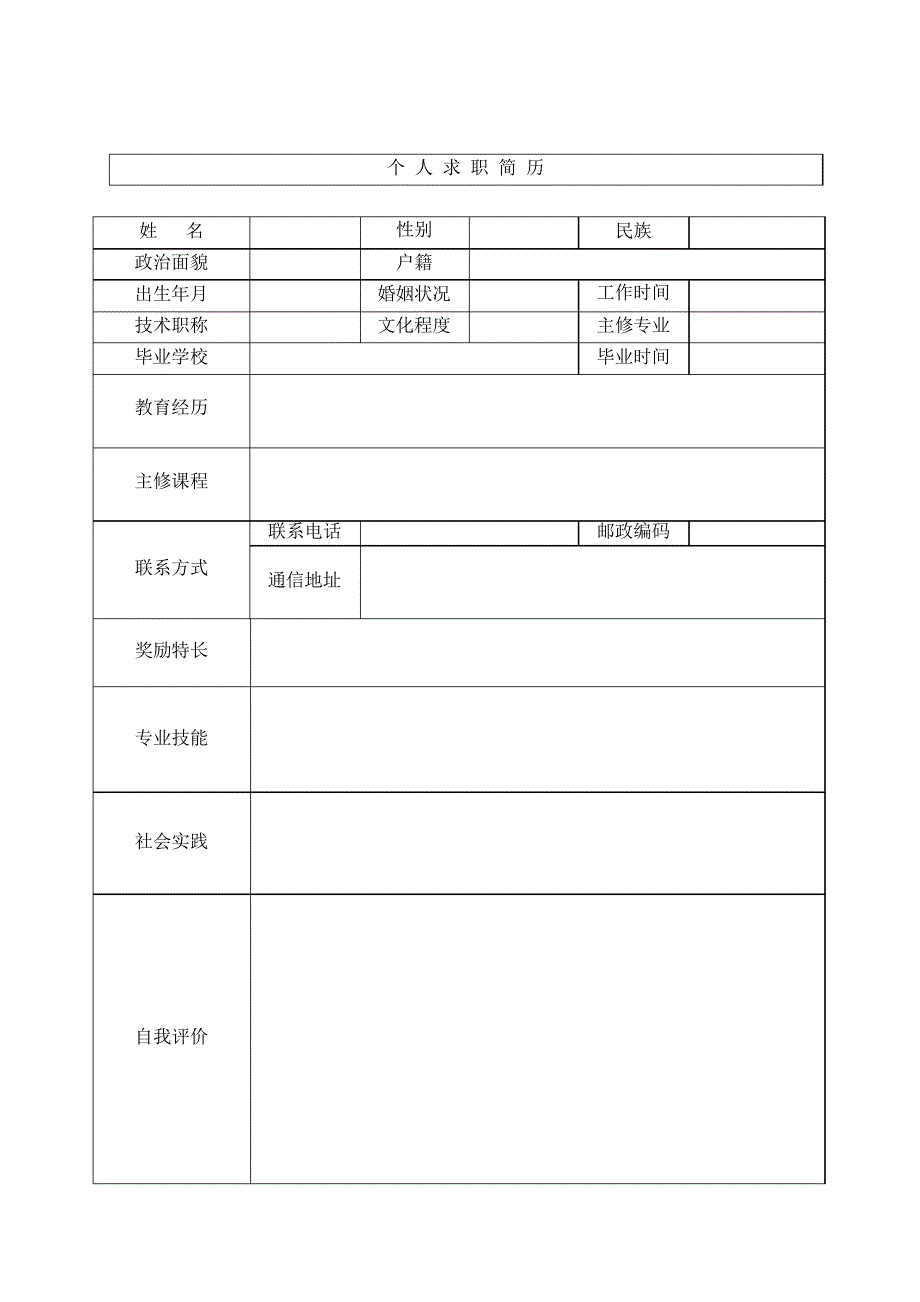 大学生个人简历模板、个人简历表格模板_第4页