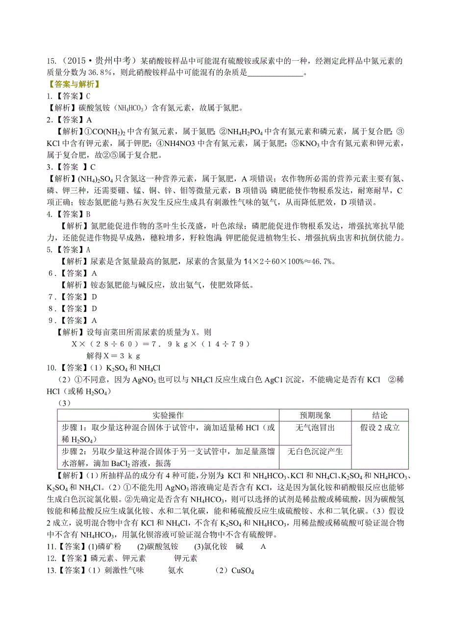 化学肥料（提高）巩固练习（教育精品）_第3页